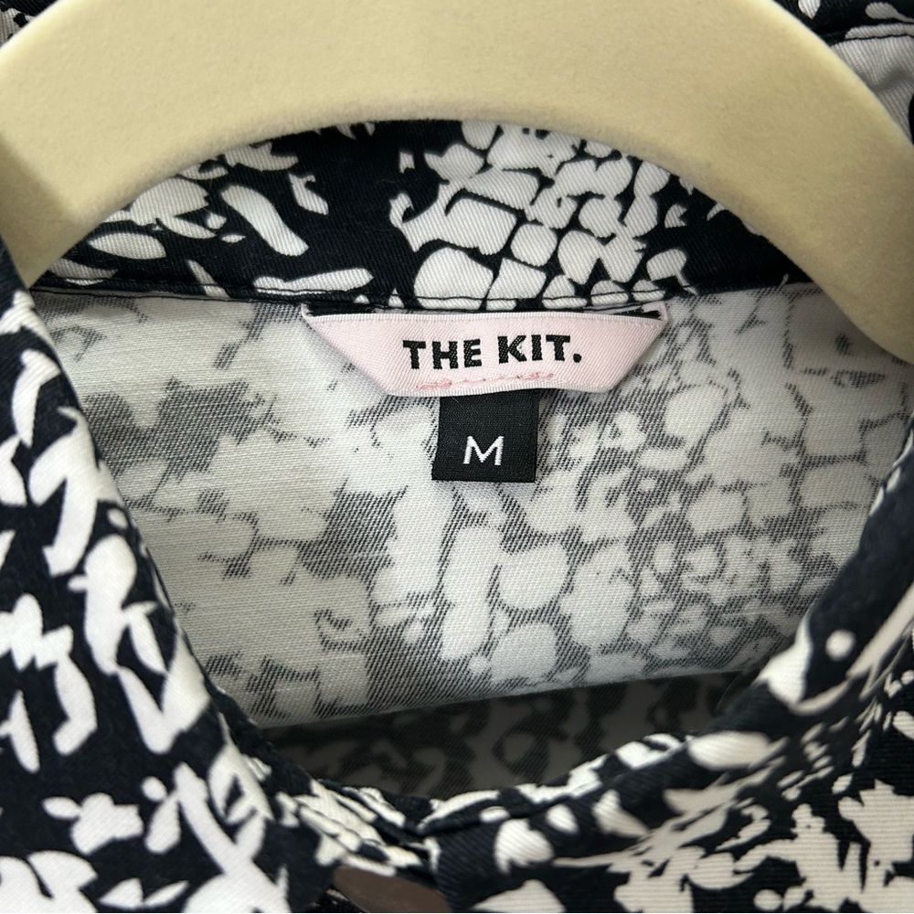 The Kit Black White Patterned Alex Jumpsuit Cropped Long Sleeve Size Medium Fall - Picture 3 of 12